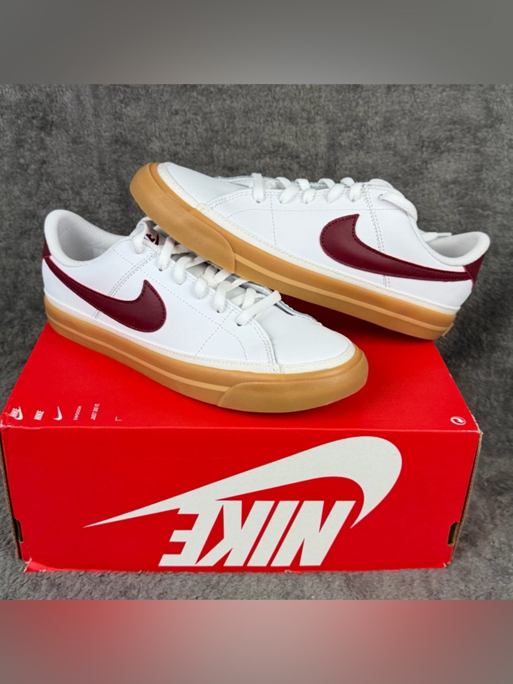 Nike Court Legacy (GS) 5.5 Youth White Team Red Gum Yellow New Boys Shoe